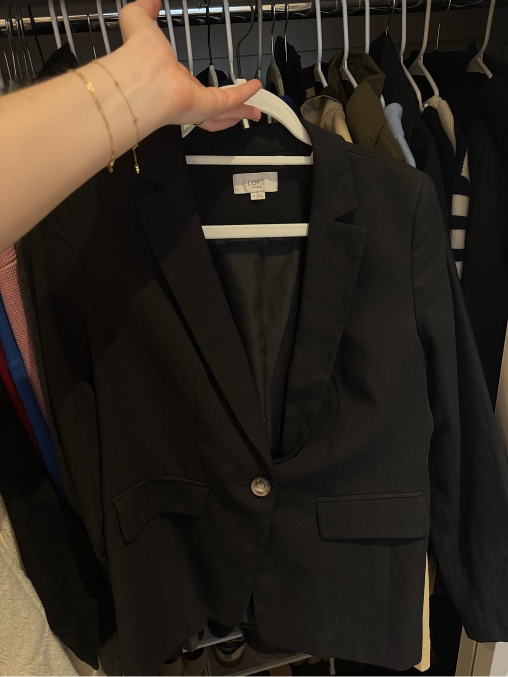 LOFT Black Single-Button Tailored Blazer